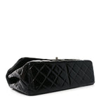 Patent Quilted Jumbo Double Flap Black
