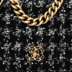 Tweed Quilted Maxi Chanel 19 Flap Black Silver Ecru