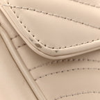 Calfskin Matelasse Mini GG Marmont Shoulder Bag White