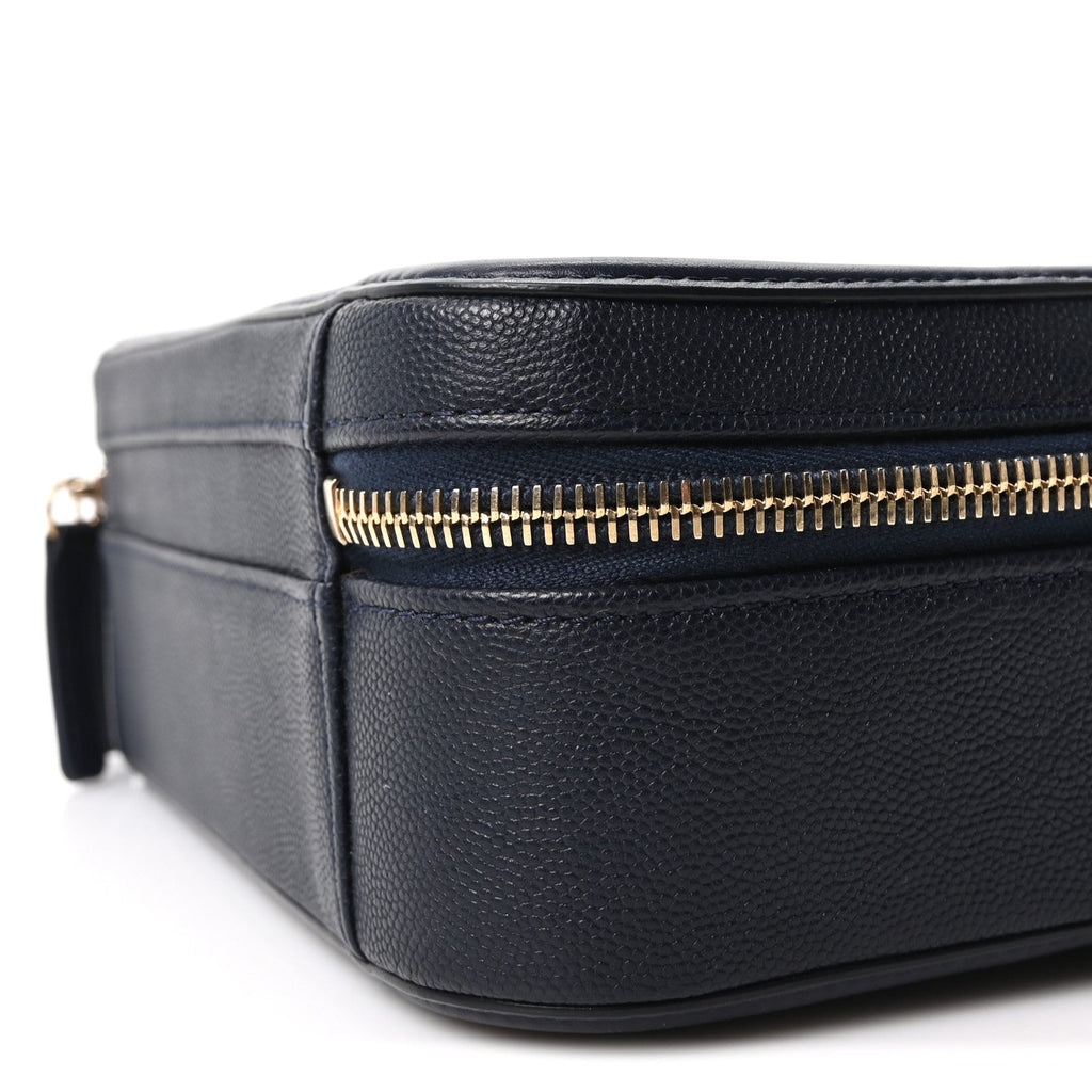 Caviar Quilted Medium CC Filigree Vanity Case Navy