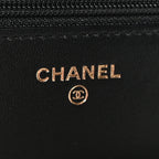 Lambskin Quilted Pearl Crown Wallet On Chain WOC Black