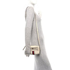 Textured Dollar Calfskin Web Mini Ophidia Shoulder Bag Mystic White