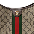 GG Supreme Monogram Textured Dollar Calfskin Web Large Ophidia Bucket Shoulder Bag Beige Ebony New Acero