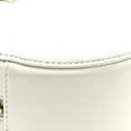 Shiny Goatskin Quilted Chanel 19 Round Clutch With Chain White