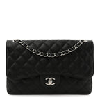 Caviar Quilted Jumbo Double Flap Black