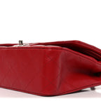Lambskin Quilted Medium Double Flap Red