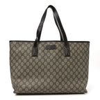 GG Supreme Monogram Medium Zippered Shopping Tote  Dark Brown