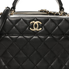 Lambskin Quilted Medium Trendy CC Bowling Bag Black