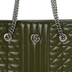 Calfskin Matelasse Aria Medium GG Marmont Shoulder Tote Military Wood
