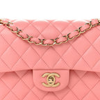 Caviar Quilted Small Double Flap Light Pink