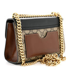 GG Supreme Monogram Calfskin Small Padlock Shoulder Bag Beige Black Cuir