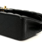 Caviar Quilted Small Double Flap Black