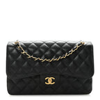 Caviar Quilted Jumbo Double Flap Black