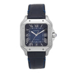 Stainless Steel Alligator 39.8mm Santos De Cartier Automatic Watch Blue