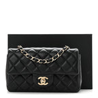 Lambskin Quilted Mini Rectangular Flap Black
