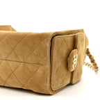 Suede Quilted Mini Chanel 25 Handbag Beige