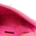 Denim Quilted Medium Chanel 19 Flap Neon Pink