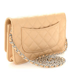 Caviar Quilted Wallet on Chain WOC Beige