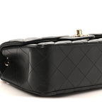 Lambskin Quilted Mini Rectangular Flap Black