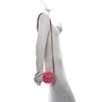 Shearling Sheepskin Chanel 19 Round Clutch With Chain Dark Pink