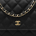 Caviar Quilted Wallet on Chain WOC Black