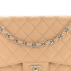 Caviar Quilted Jumbo Double Flap Beige Clair