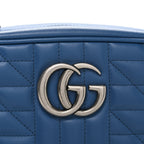 Calfskin Matelasse Aria Small GG Marmont Chain Shoulder Bag Clear Blue