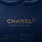Denim Quilted Medium Double Flap Blue