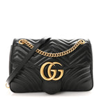 Calfskin Matelasse Medium GG Marmont Shoulder Bag Black