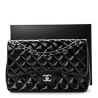 Patent Quilted Jumbo Double Flap Black