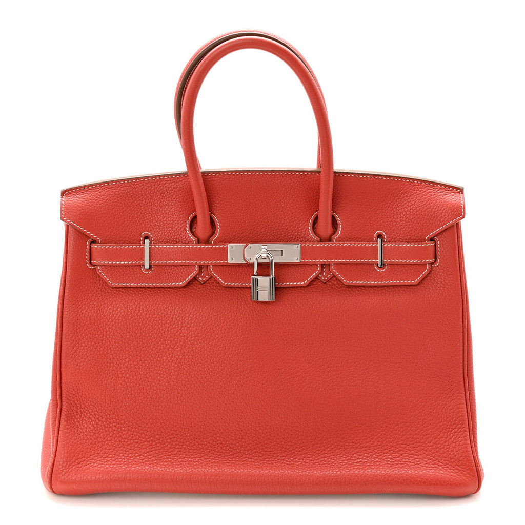 Taurillon Clemence Eclat Birkin 35 Sanguine White