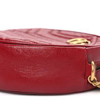 Glazed Calfskin Matelasse Heart Mini GG Marmont Round Shoulder Bag Romantic Cerise