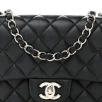 Lambskin Quilted Mini Square Flap Black