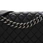 Lambskin Quilted Medium Boy Flap Black