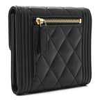 Caviar Quilted Compact Boy Wallet Black