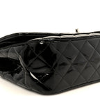 Patent Quilted Jumbo Double Flap Black