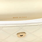 Calfskin Quilted Mini Maxi Pearls Wallet On Chain WOC White