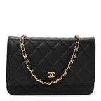 Caviar Quilted Wallet on Chain WOC Black