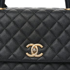 Caviar Quilted Small Coco Chain Handle Flap Black