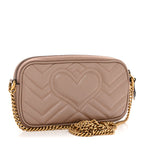 Calfskin Matelasse Mini GG Marmont Chain Crossbody Bag Porcelain Rose