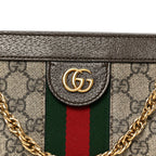 GG Supreme Monogram Web Small Ophidia Chain Shoulder Bag Brown