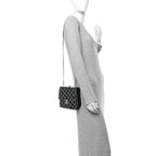 Plexiglass Crystal Quilted Minaudiere Clutch Black White
