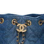 Washed Denim Quilted Mini Chanel 25 Handbag Blue