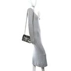Sequin Camellia Small Single Flap Silver Black