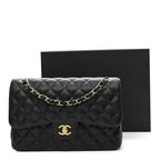 Caviar Quilted Jumbo Double Flap Black
