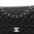 Lambskin Quilted Medium Double Flap Black