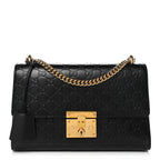Guccissima Medium Padlock Shoulder Bag Black