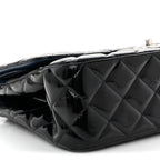 Patent Quilted Jumbo Double Flap Dark Blue