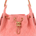 Suede Quilted Mini Chanel 25 Handbag Pink