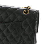 Caviar Quilted Medium Double Flap Black